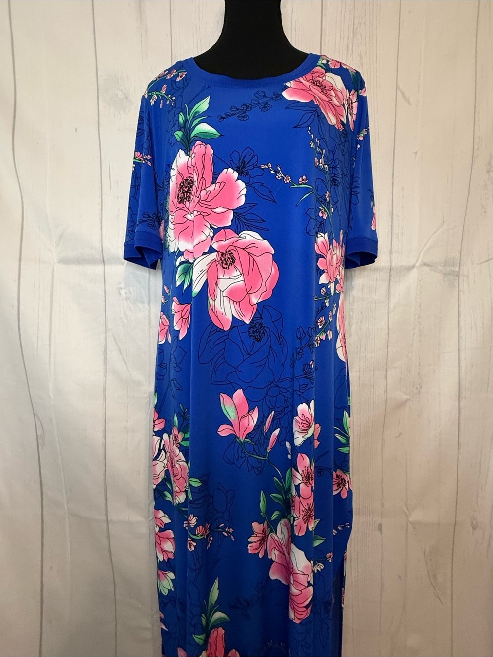 G.I.L.I. got it love it Dress Womens Size LP Side Slit Maxi Lined Floral